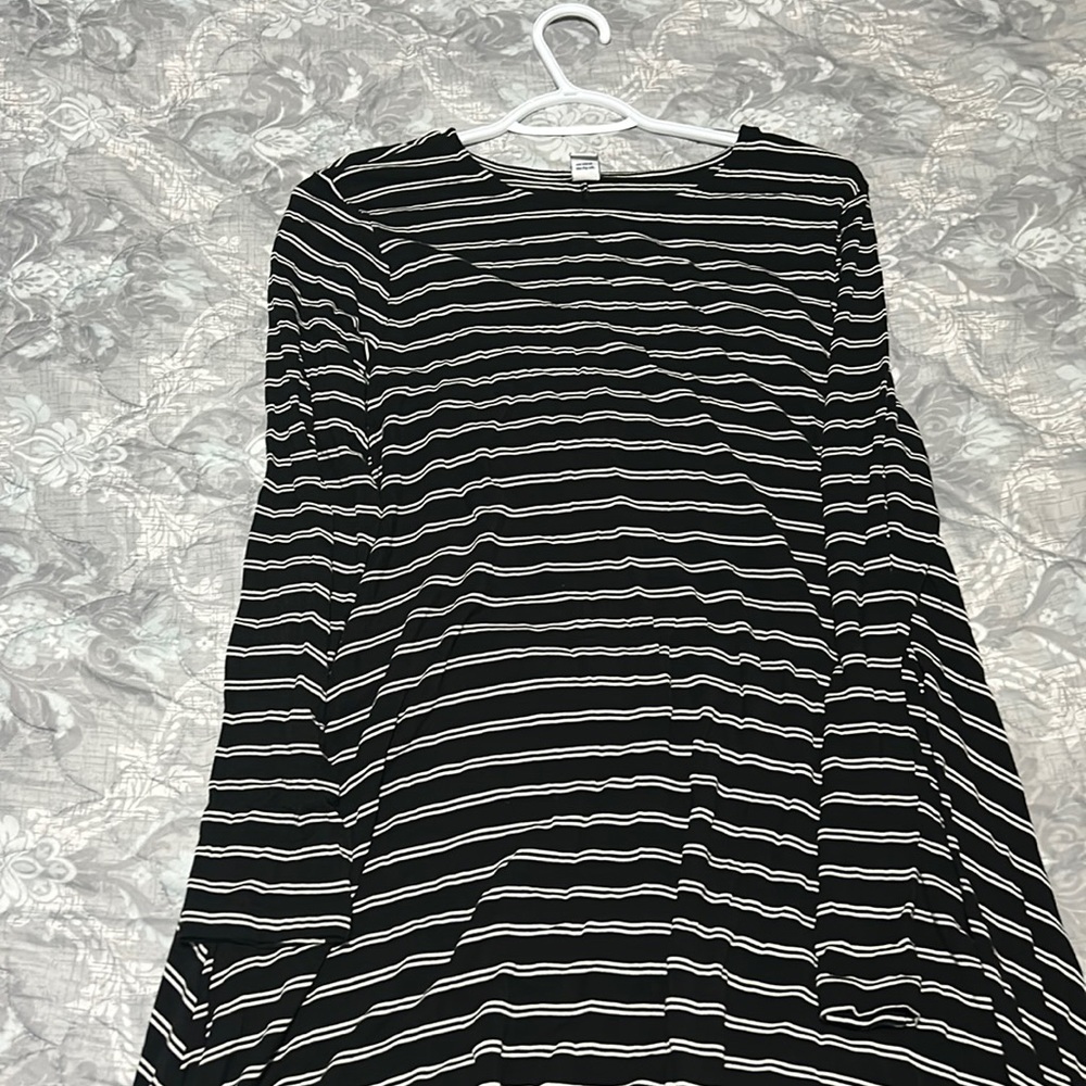 Black and white long sleeved striped dress